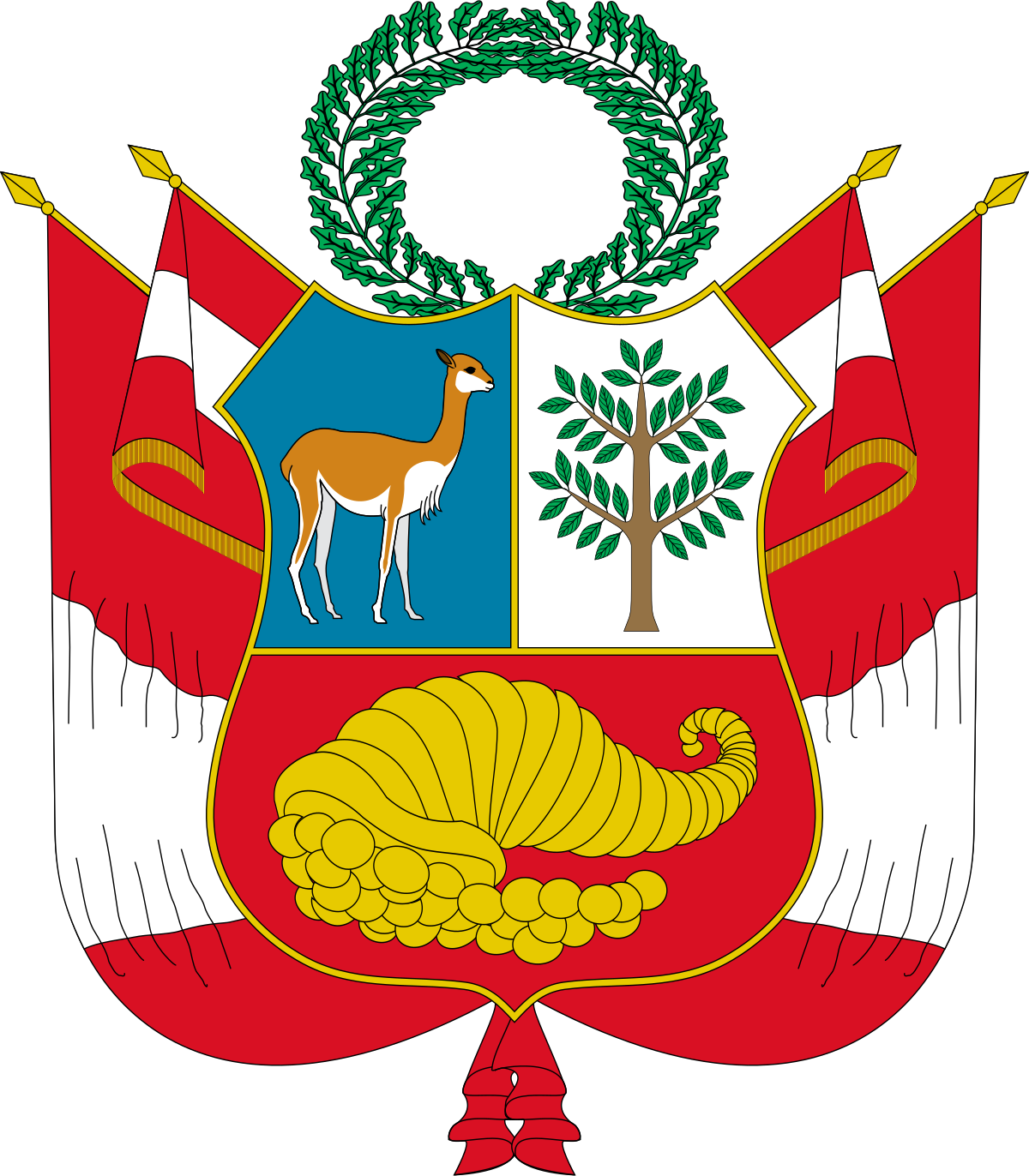 <ol><li><p><span>The flag consists of three equally sized vertical strips in red, white and red</span></p></li><li><p><span>The coat of arms is in the center of the white stripe</span></p></li><li><p><span>The cornucopia symbolizes prosperity</span></p></li></ol><p></p>