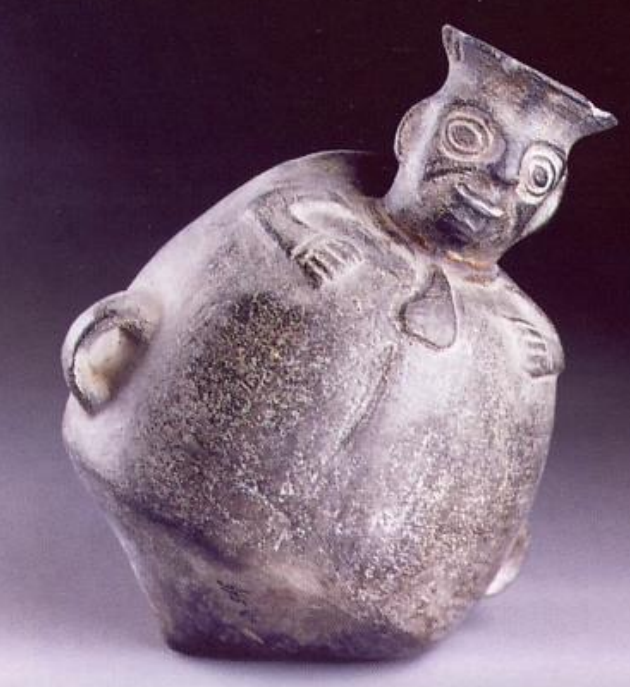 <p>Aryballe à goulot céphalomorphe , main modelées</p>
