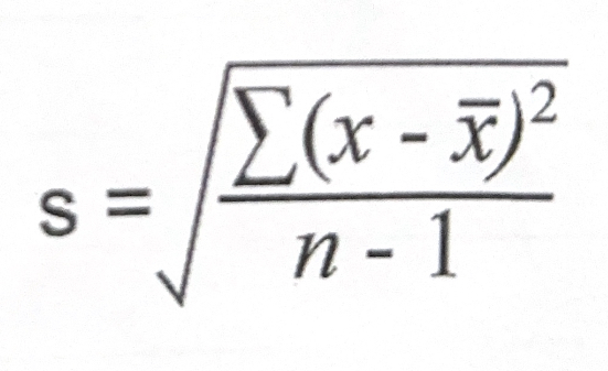 <p>What does each element represent in the <strong>standard deviation formula</strong>?</p>