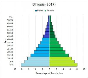 Age structure diagram of Ethiopia in 2017