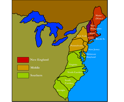 <p>New England, Mid-Atlantic, and Southern</p>