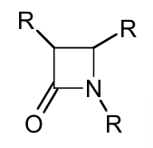 <p>defined by the presence of a beta lactam ring</p><p>four main types: penicillins, cephalosporins, carbapenems e.g. meropenem, monobactams e.g. aztreonam</p><p>ESBL- producing Enterobacter ales produce extended spectrum beta lactamases to destroy beta lactam ring of penicillin. can be treated with carbapenems</p>