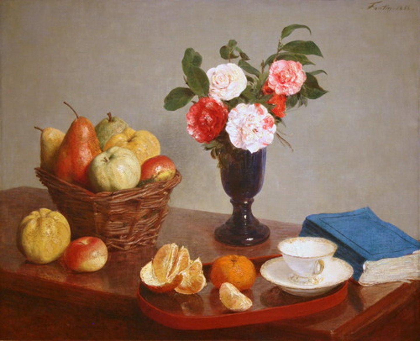 <p>un cuadro de flores o fruta</p>