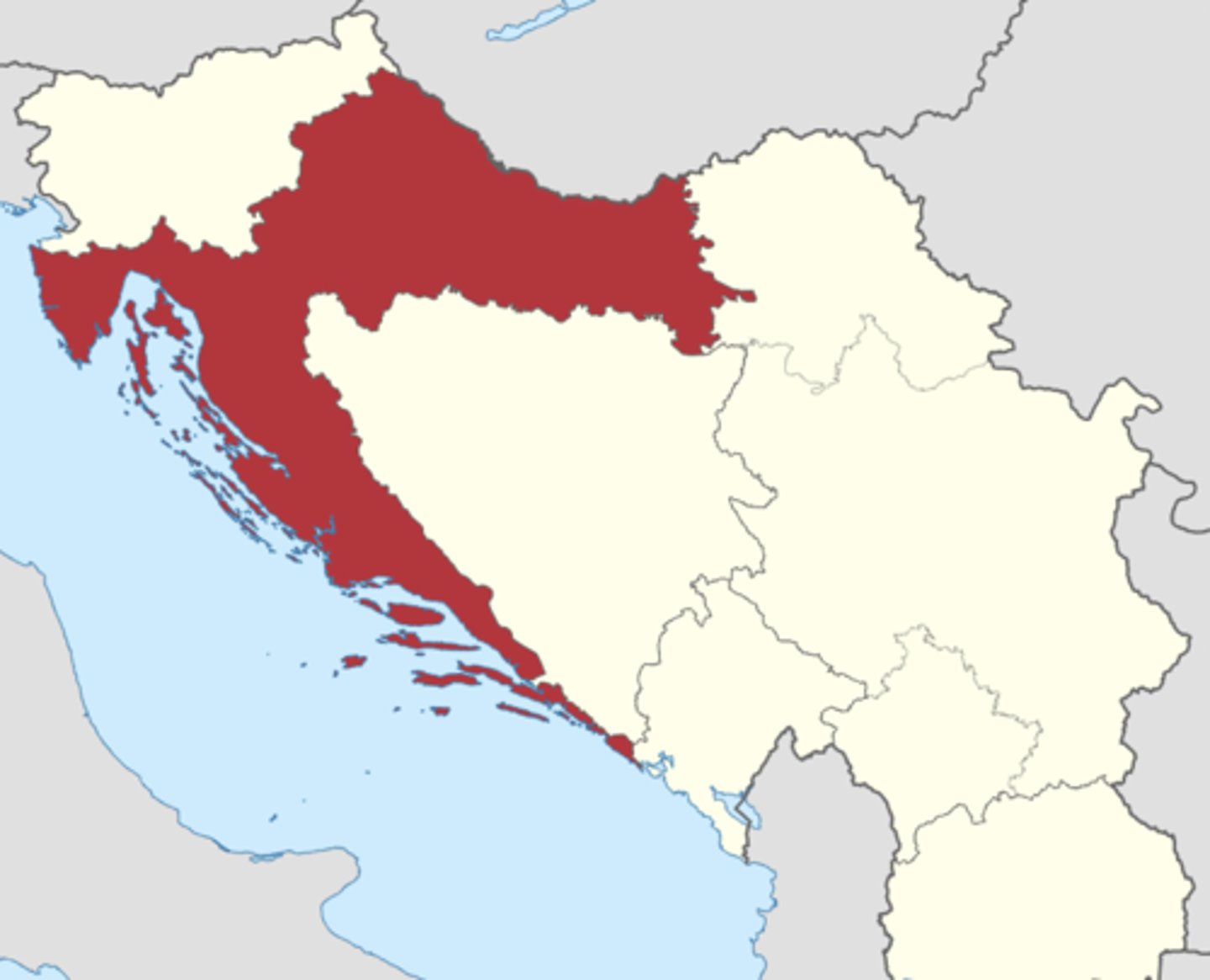 <p>The land mass that borders Slovenia and kind of hugs the rest of Yugoslavia with a lot of its land bordering the sea.</p>