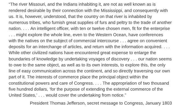 <p>The fulfillment of Jefferson’s proposal in the excerpt would be used to support which of the following executive acts?</p>
