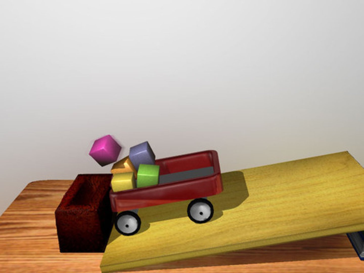 <p>Why do the blocks fly off the car when it crashed into the wall?</p>