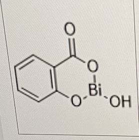 <p>The following drug</p><p>I. acts as an antacid.</p><p class="p1">Il. has anti-inflammatory activity.</p><p class="p1">III. has antibacterial activity.</p>