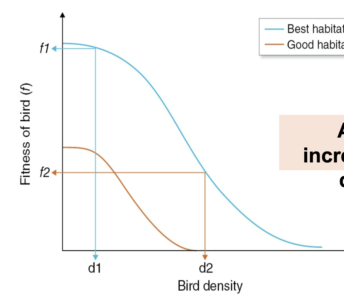 <p>As population density increases, fitness decreases.</p>