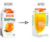 <p>Tropicana changed its orange juice packaging design as shown in the image below. However, they found that their sales declined by around 20%. Why might this have happened?</p>