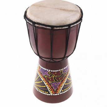 <p>is a single-headed open goblet drum played with bare hands.</p>