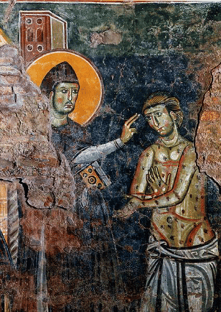 <p>Leper houses, usually outside the city/town in order to keep them away from other people</p>