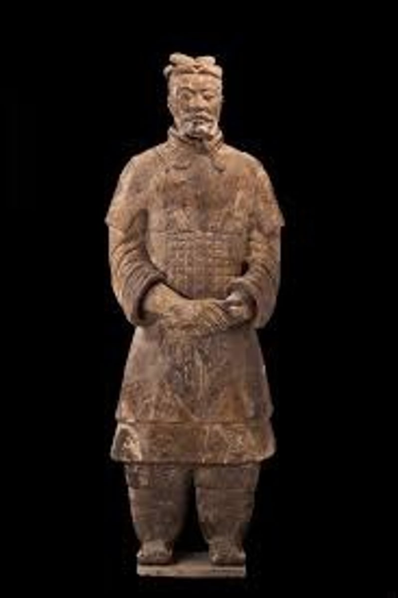<p>Date: 221-206 BCE</p><p>Stylistic Period: Qin dynasty, China</p><p>Medium: Terracotta</p><p>Size: Height 198 cm (77 15/16 in)</p><p>Location: excavated from Pit 1, Qin</p><p>Shihuangdi tomb complex 1980.</p>
