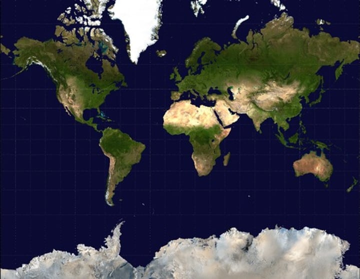 <p>a map projection of the earth onto a cylinder</p>