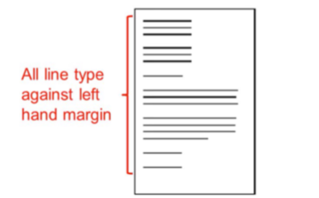 <p>All lines are typed against the left hand margin</p>
