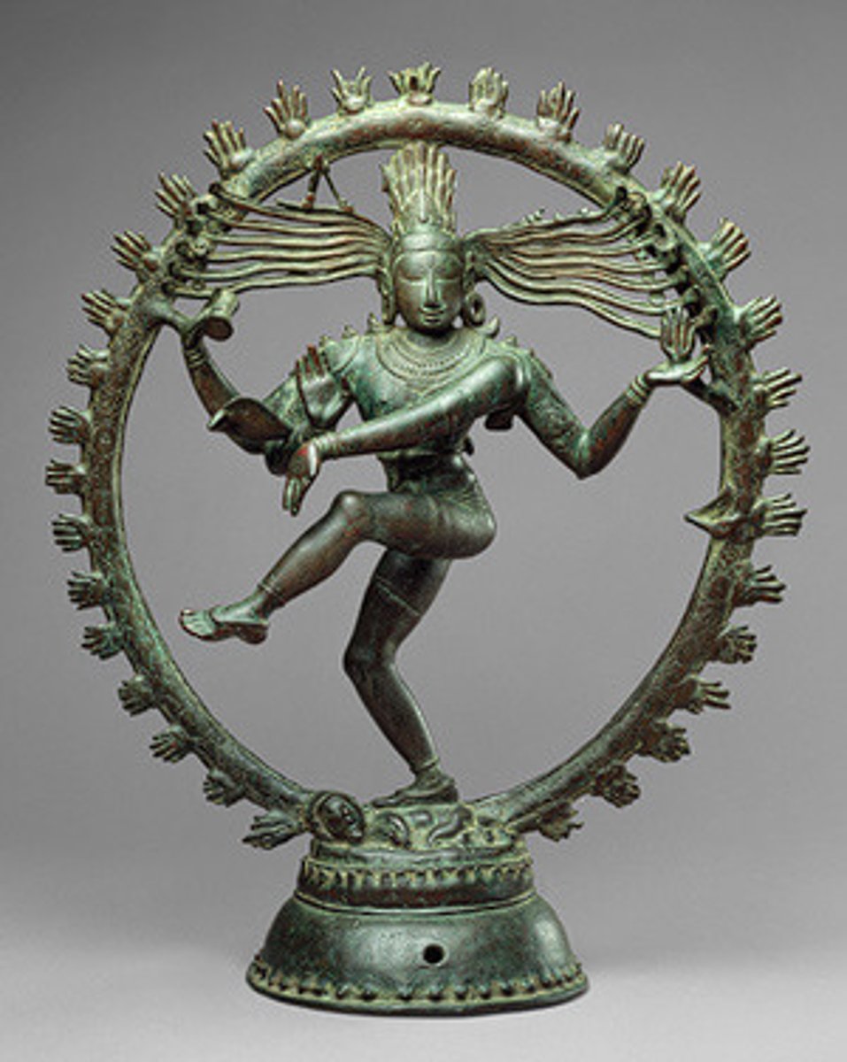 <p>India</p><p>cast bronze</p><p>religious, Hindu</p><p>lots of symbolism</p>