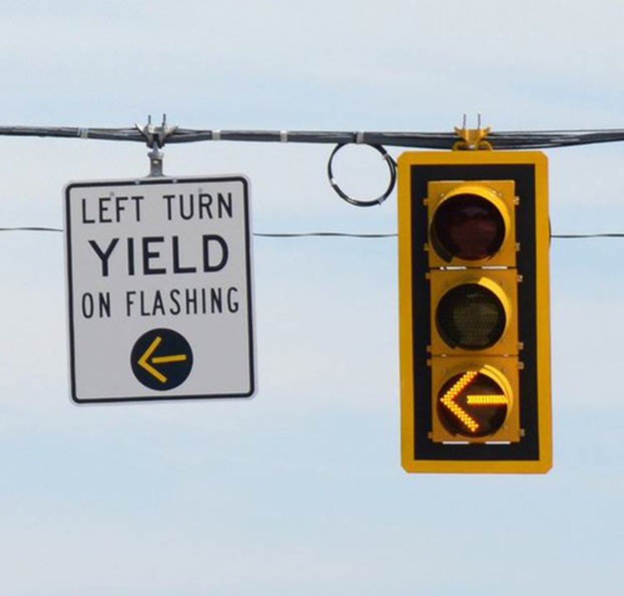 <p>USE CAUTION. The signal is transitioning from a green arrow (protected turn) to an unprotected turn or to a red light.</p>