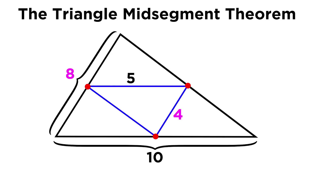 <p>If a segment joins the midpoint of two sides of a triangle, the the segment is parallel to the third side, and is half long.</p>