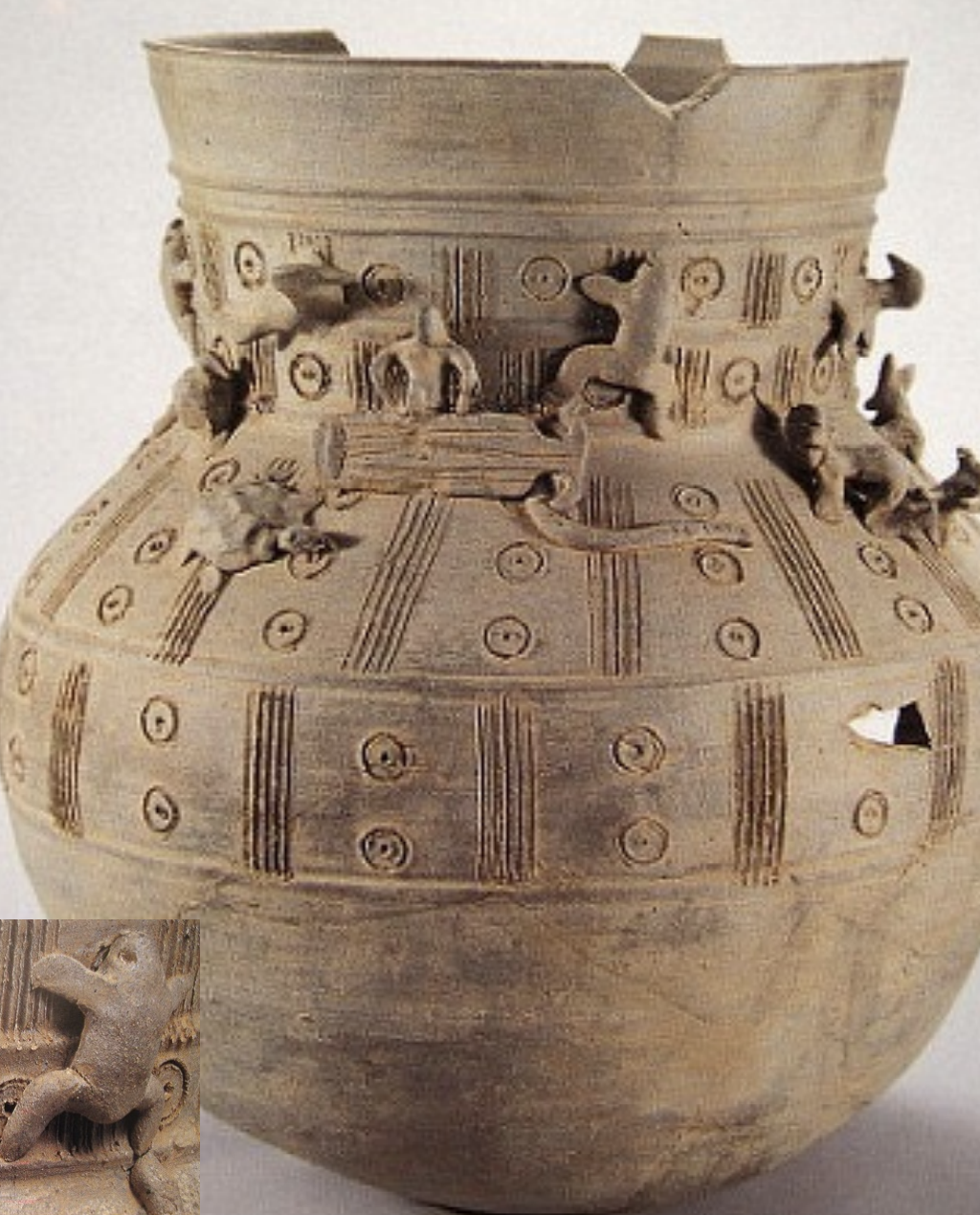 <p>Time: 5th-6th Century</p><p>Found: Silla Kingdom, Gyeongju (경주)</p><p></p><p>Depicts figures playing Korean Zither<br></p>