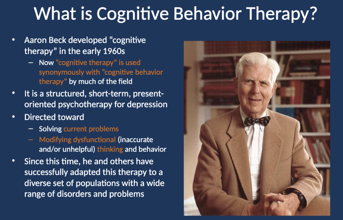 <p><strong>Cognitive Behavior Therapy (CBT).</strong></p>