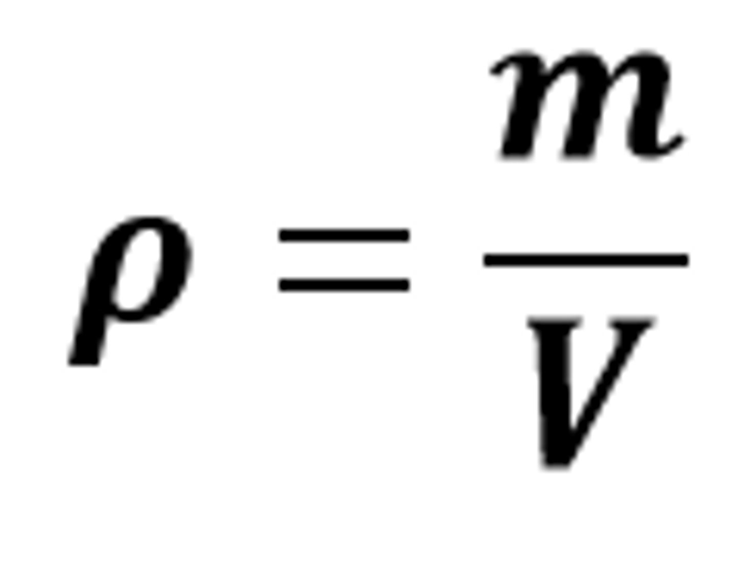 <p>The equation linking density, mass and volume</p>