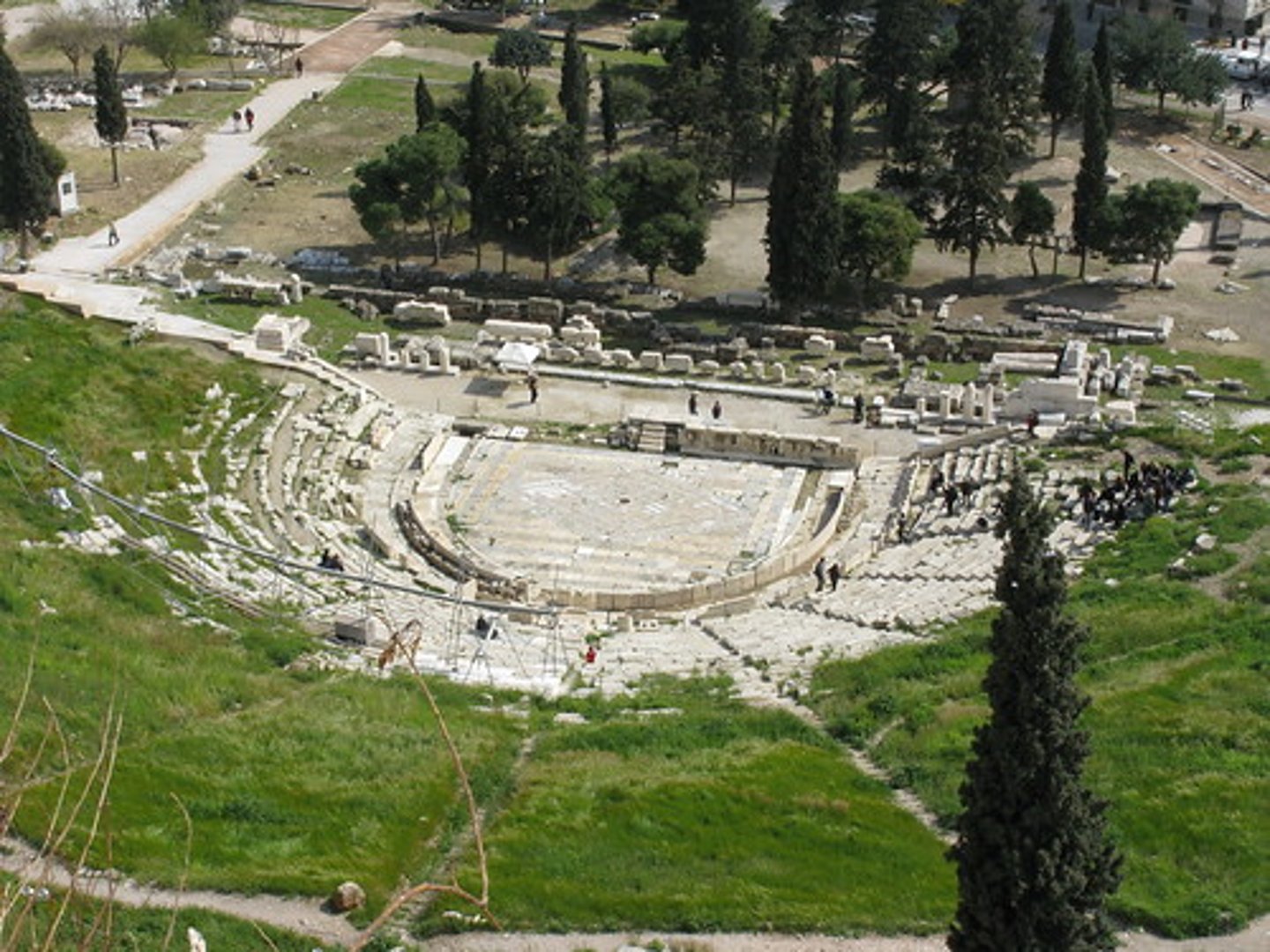 <p>Period: Classical Greek</p><p>Location: Athens, Greece</p><p>Structure: Semi-circular seating built into hillside, U-shaped stone orchestra</p><p>Historical Significance: Likely venue for plays by Sophocles, Euripides, other major dramatists</p><p>Cultural Importance: Center of Greek theatrical tradition</p>