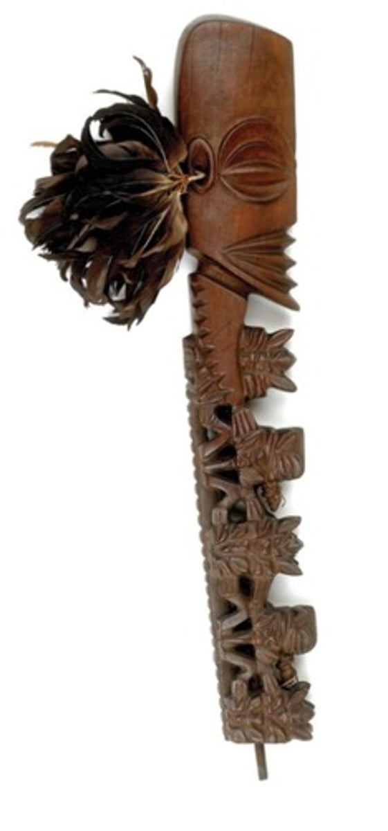 <p>Rarotonga, Cook Islands, central Polynesia. Late 18th to early 19th century C.E. Wood, tapa, fiber, and feathers.</p>
