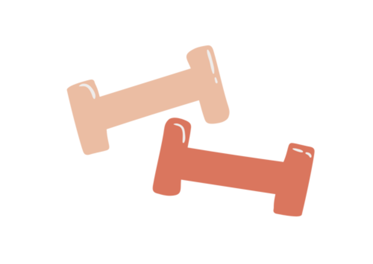 <p>a short bar with a weight at each end, used typically in pairs for exercise or muscle-building</p>
