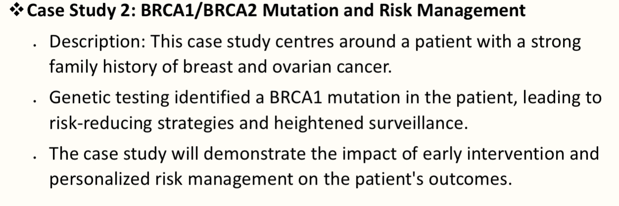 <p>What is the focus of Case Study 2 on BRCA1/BRCA2 Mutation and Risk Management?</p>