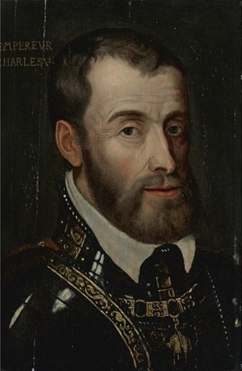 <p>Habsburg Holy Roman Emperor who tried to maintain Catholic unity in the HRE (Holy Roman Empire) but had to settle for the Peace of Augsburg (Schmalkaldic Wars with Schmalkaldic League).</p>