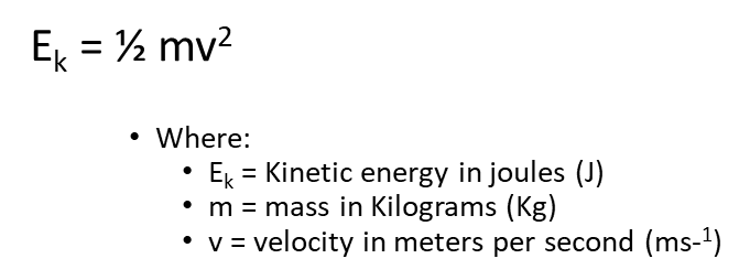 <p>1/2 x mass x velocity^2</p>