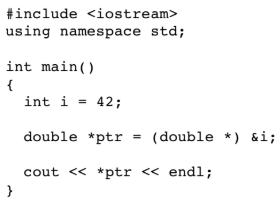 <p>(6 points) Why does the following program print 2.07508e322 ?</p>