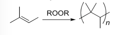 <p>an alkene reacts with <u>only</u> <strong>ROOR</strong></p>