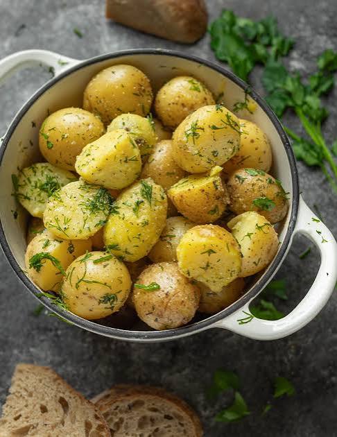 <p>Boiled</p><p>The potato is boiled </p>