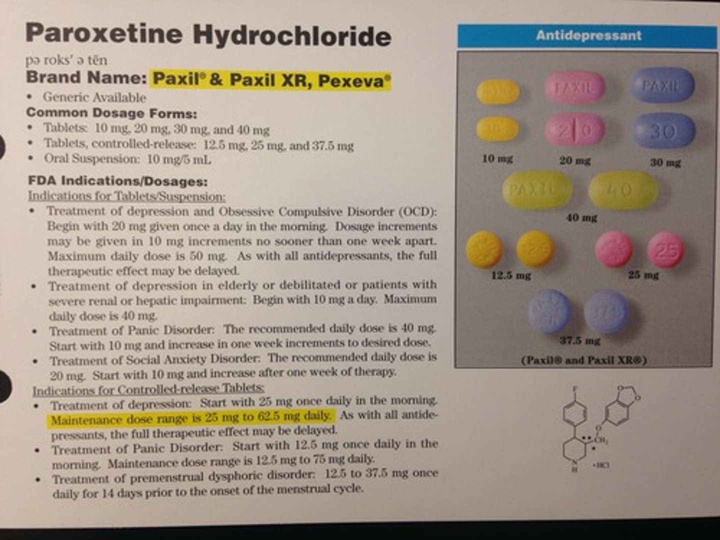 <p>Brand: Paxil</p><p>Class: SSRI</p><p>Interaction: Serotonin Syndrome with MAOIs</p><p>Indication: Antidepressant</p><p>Schedule: NCLM</p>