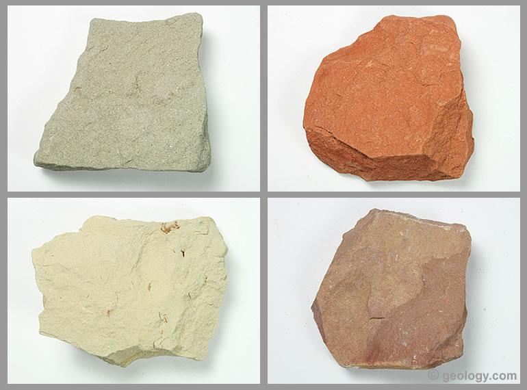 <p>Sedimentary, made up of other rocks, not visible grains, gritty feel</p>