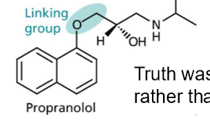 <p>20x more active than pronethalol, original target no better, higher potency with fewer side effects, used α-naphthol instead of β-naphthol in the linking group</p>