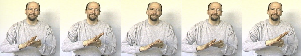 <p>dominant hand moves in a circle, non-dominant hand is stationary (represents the dish being washed)</p>