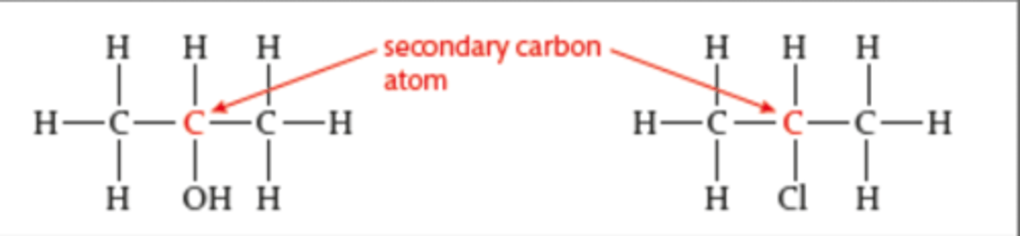 <p>A secondary carbon atom is attached to the functional group and also to one hydrogen atom and two alkyl groups.</p>