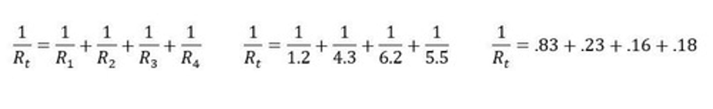 <p>By summing the resistance of each element: Rt = R1 + R2 + R3 + ... + Rn.</p>