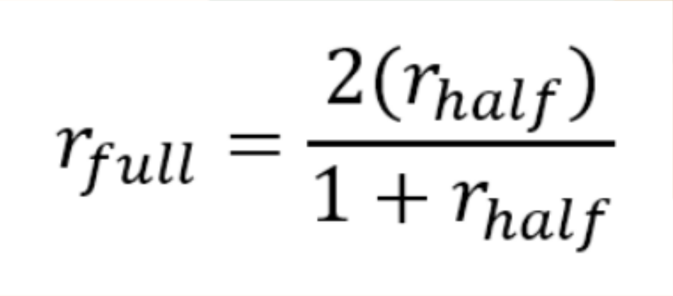 <p>used to correct reliability coefficients resulting from the split-half method; used to adjust correlation</p>