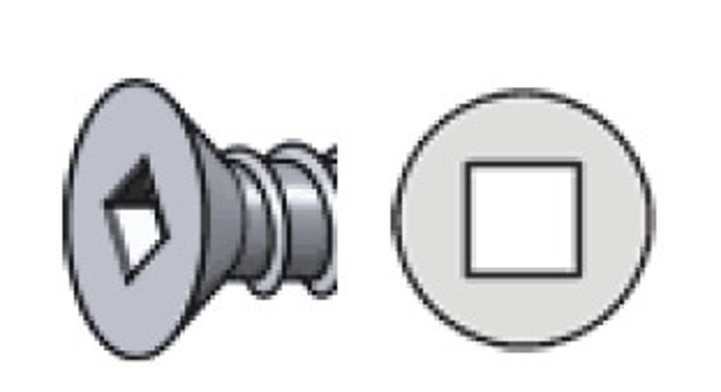 <p>SCREW: Drive type with a square shaped hole. Also callled ROBERTSON</p>