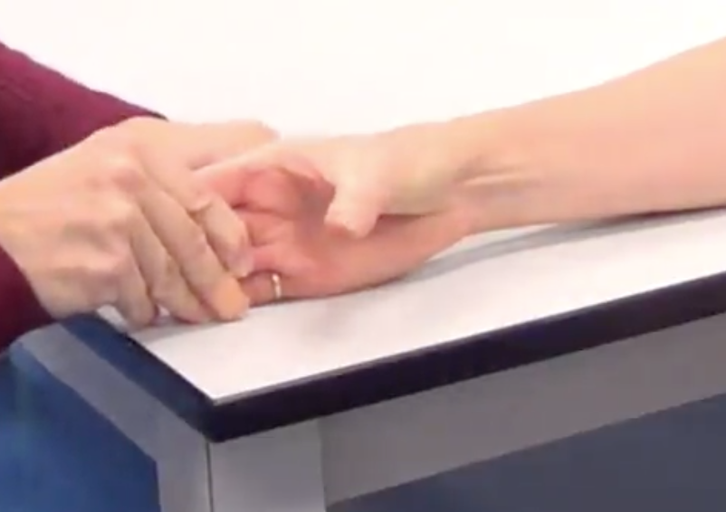 "Can you bring your thumb straight out to the side?"