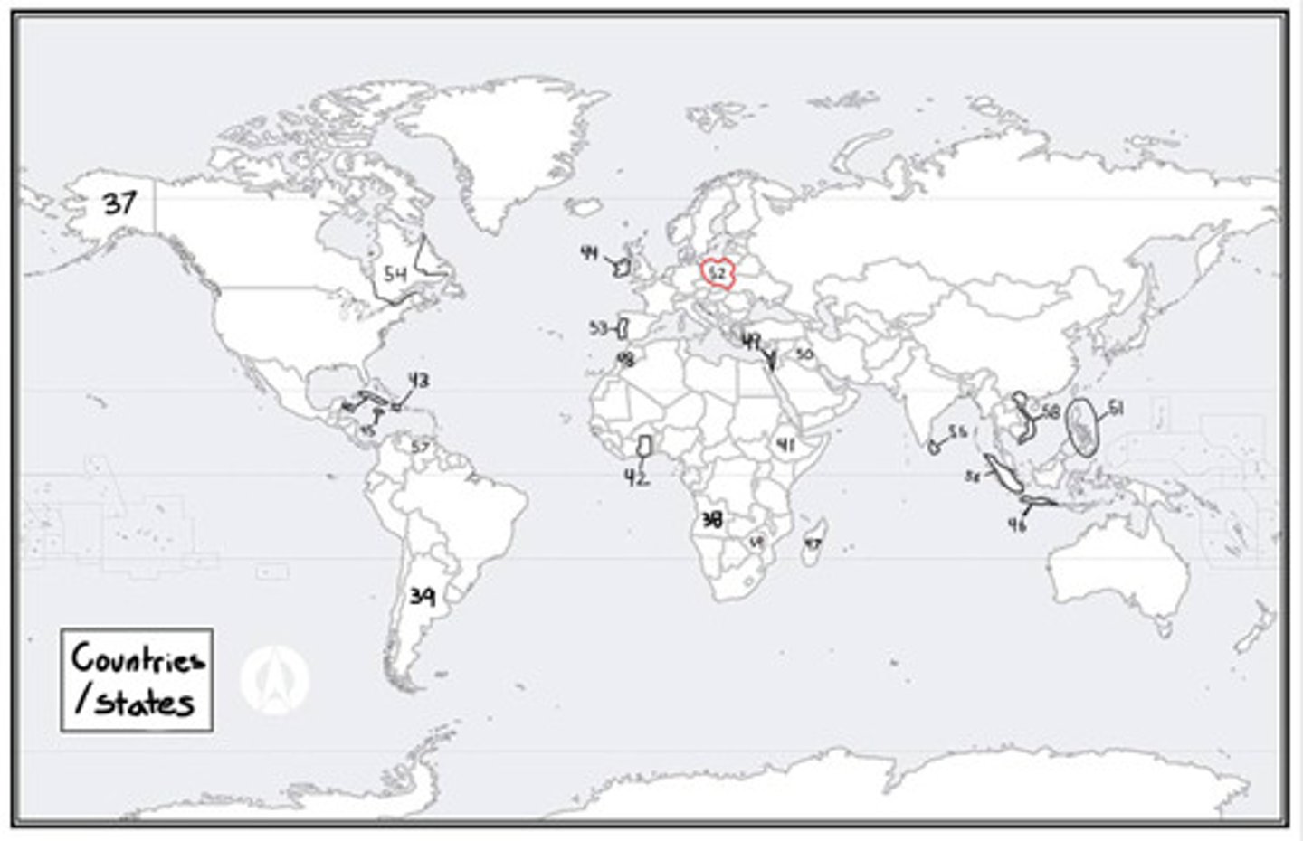 <p>What is #52? (countries/states)</p>