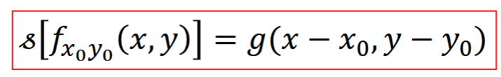 <p>translation of input =&gt; same translation of output </p>