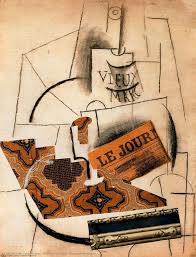 <p>Bouteille, Verre et Journal (1913)</p>