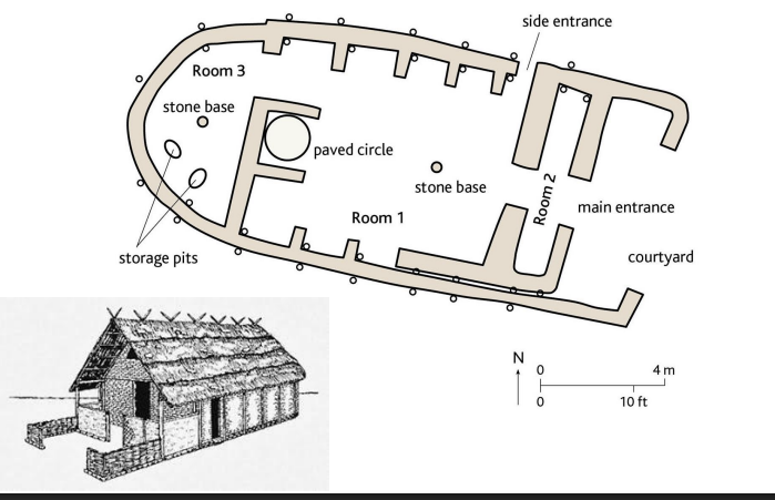 <p>Plan of a probable ruler’s dwelling (basileos) at Nichoria</p>