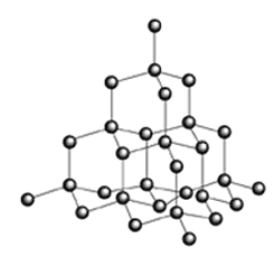 <ul><li><p>Ginat (network) covalent</p></li><li><p>each C atom is bonded to 4 other C atoms by covalent bonds</p></li><li><p>No delocalised electrons</p></li></ul><p></p>