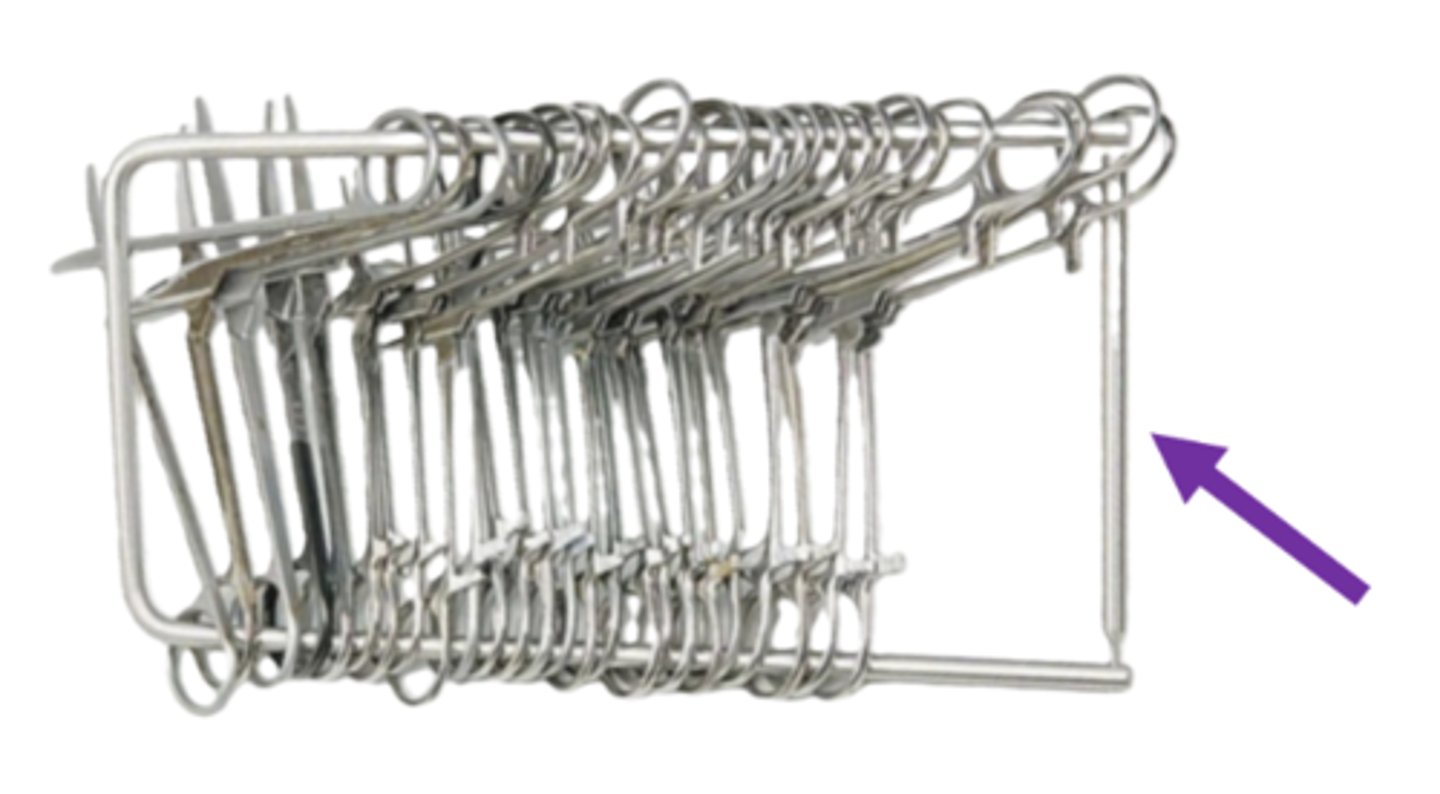 <p>metal instrument holders that keep instruments organized, assist in faster assembly &amp; safer handling, &amp; hold hinged instruments in the open position during sterilization</p>