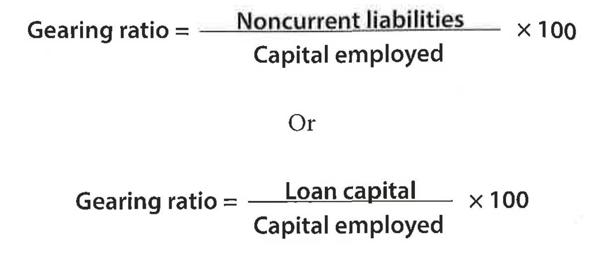 <ol><li><p>(NCL / capital employed) x 100</p></li><li><p>(Loan capital / capital employed) x 100</p></li></ol><p></p>