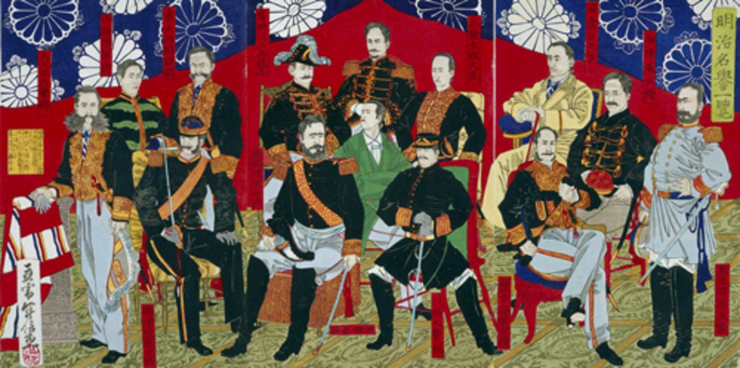 <p>The overthrow of the Tokugawa shogunate of Japan in 1868, restoring power at long last to the emperor</p>